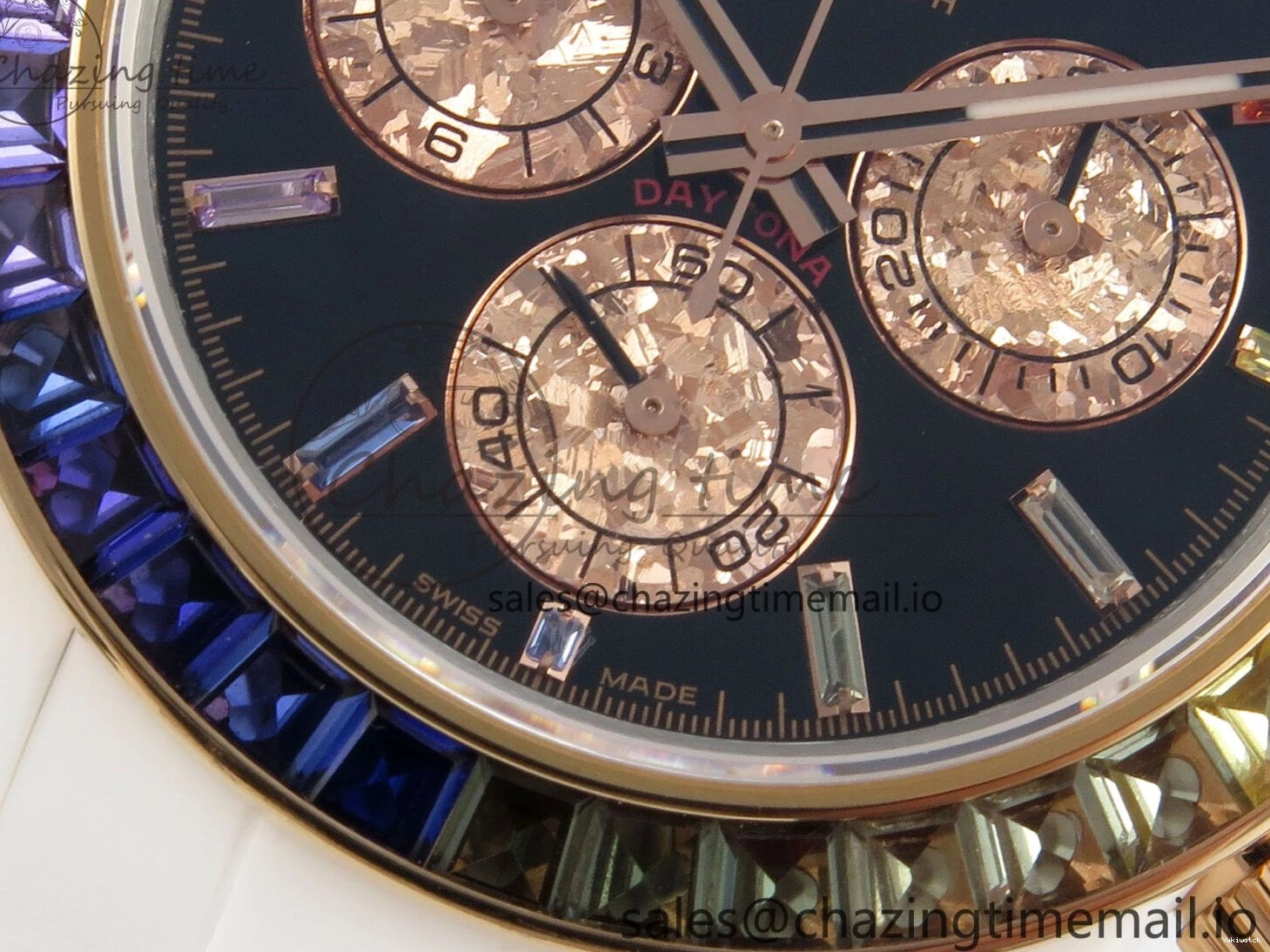 White SONIC Case Black Rainbow Daytona Bezel SA4130 Best and Rainbow Bracelet Dial Edition Ceramic 0113